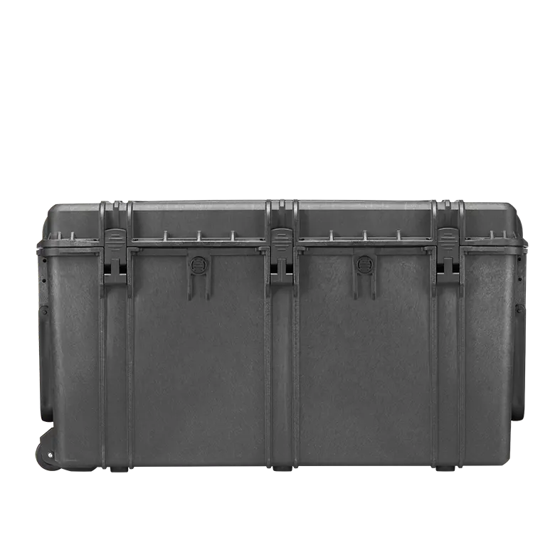 Panaro MAX820 waterproof case in black, open or detail view of the interior configuration