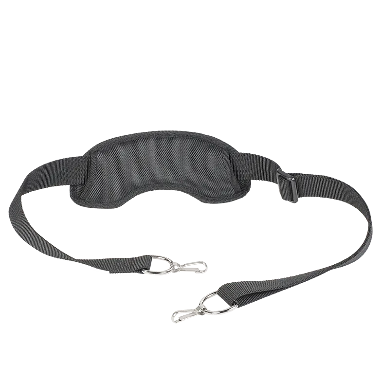 Panaro TRAEKO shoulder strap laid flat showing the padded shoulder section and metal clips