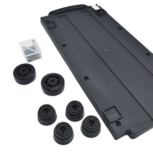 Panaro TROLLEY 540 kit with the black rear panel, two wheels, round feet and a box of fixings