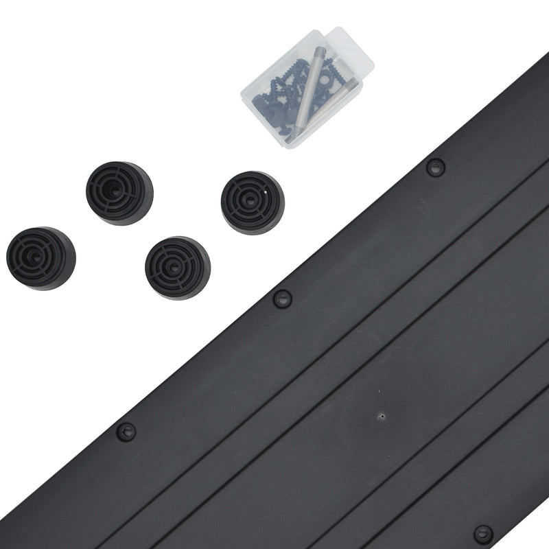 Close view of round feet and fixings beside the ribbed face of the Panaro MAX620 trolley panel
