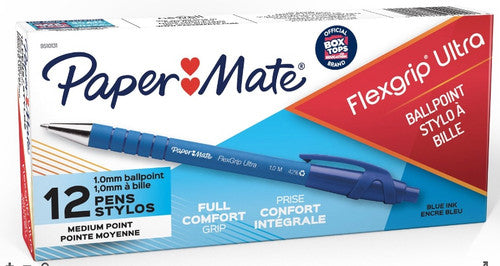 Papermate Flexgrip Ultra Retractable Ballpoint Pen Medium 1.0mm Blue Box of 12