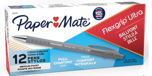 Papermate Flexgrip Ultra Retractable Ballpoint Pen Medium 1.0mm Black Box of 12