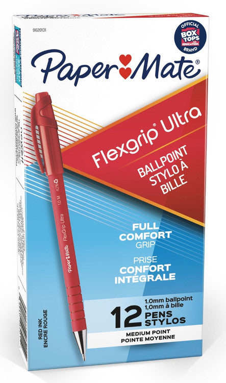 Papermate Flexgrip Ultra Ballpoint Pen Medium 1.0mm Red Box of 12