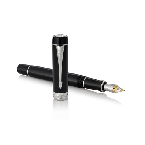 Parker Duofold Classic Fountain Pen Black Palladium Trim Medium Nib - image 4