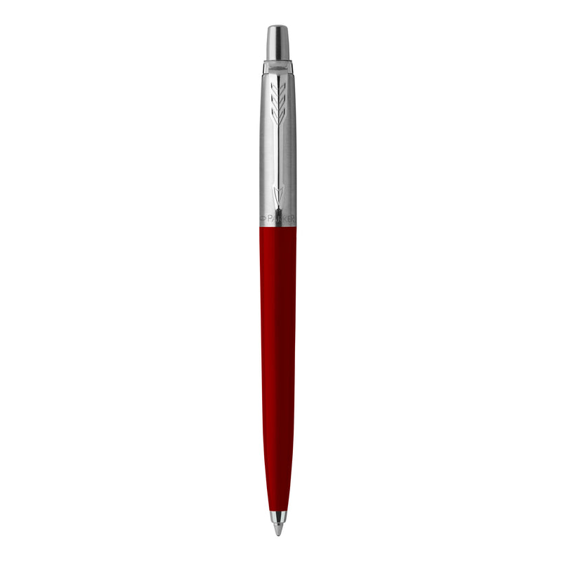 Red Jotter Original ballpoint with steel cap and chrome clip standing upright on white