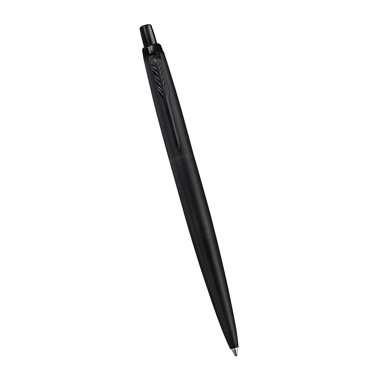 Black Monochrome Jotter XL tilted on a white background, black arrow clip at the top