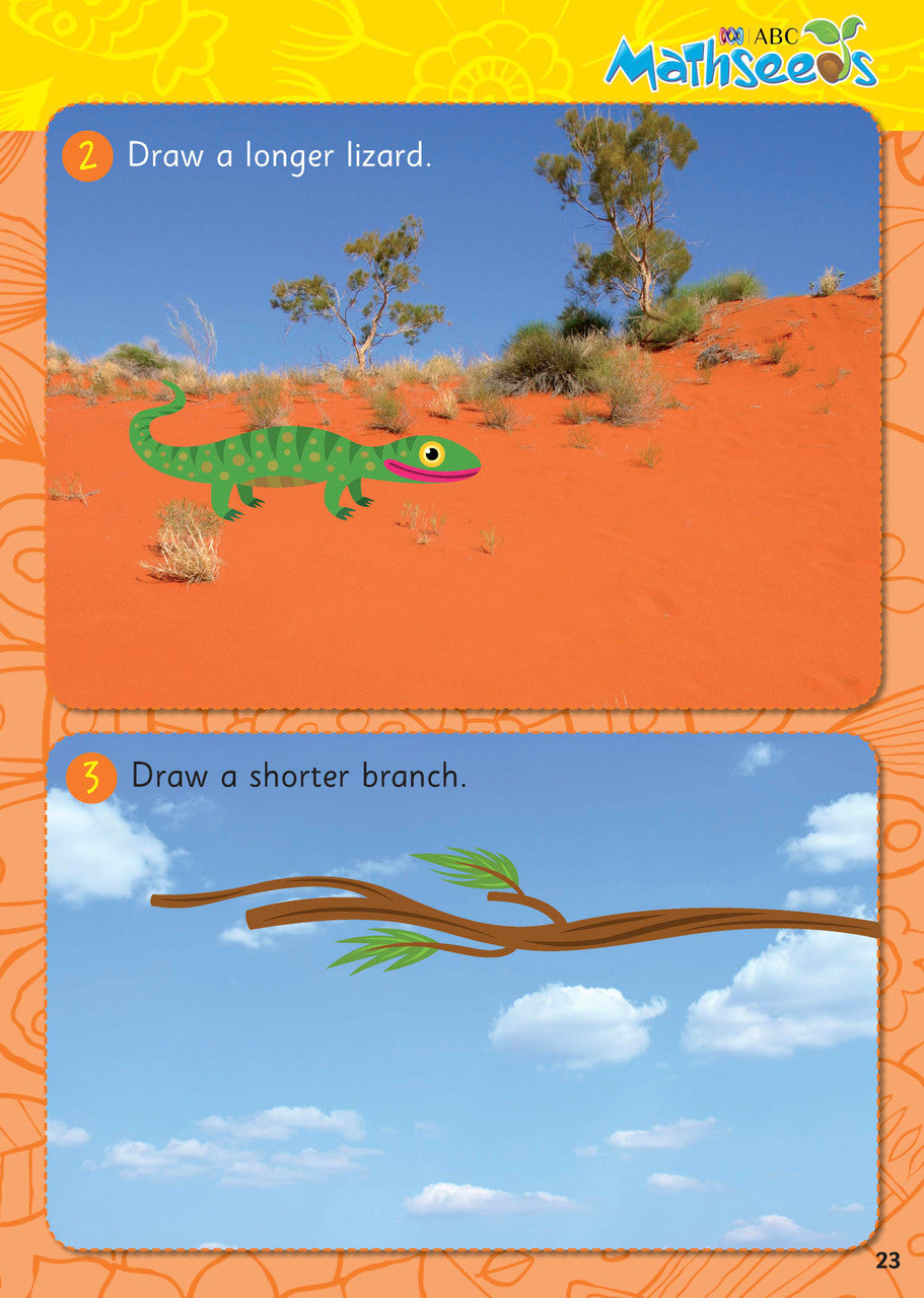 Sample page from ABC Mathseeds Activity Book 3 showing early maths activities for Level 1 Starting Out learners aged 3-5