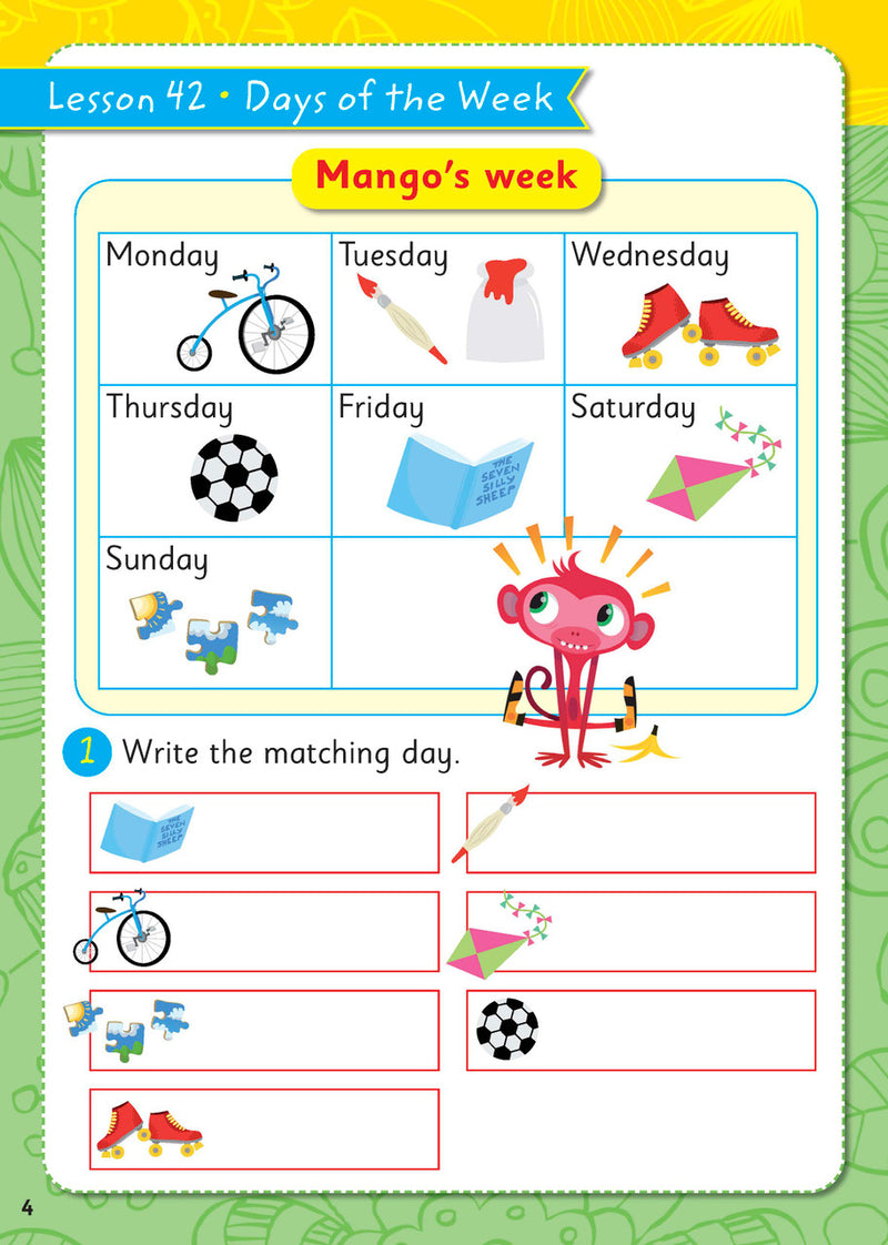 Sample page from ABC Mathseeds Activity Book 5 showing early maths activities for Level 2 Skill Building learners aged 4-6