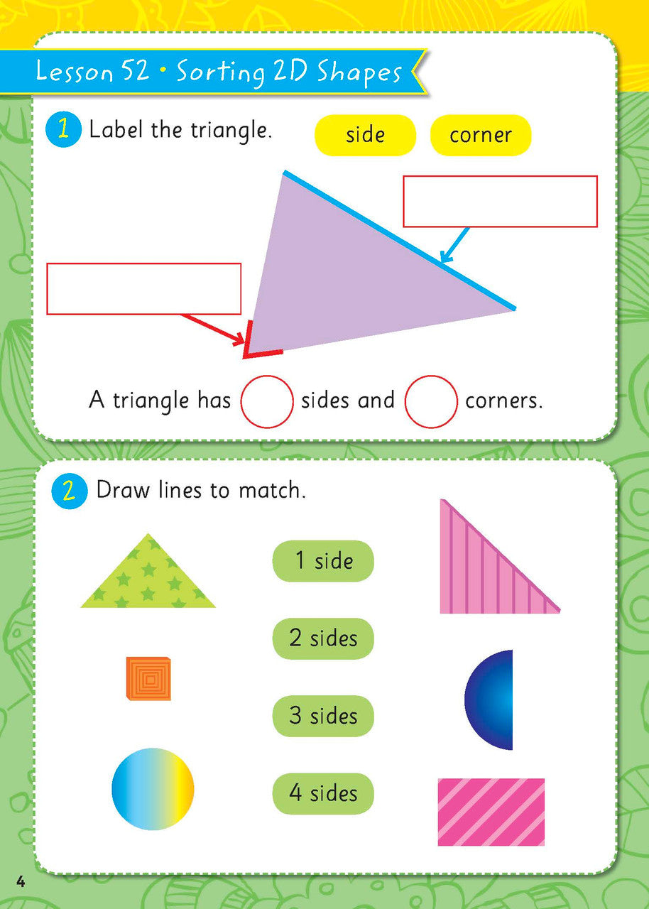 Sample page from ABC Mathseeds Activity Book 6 showing early maths activities for Level 2 Skill Building learners aged 4-6