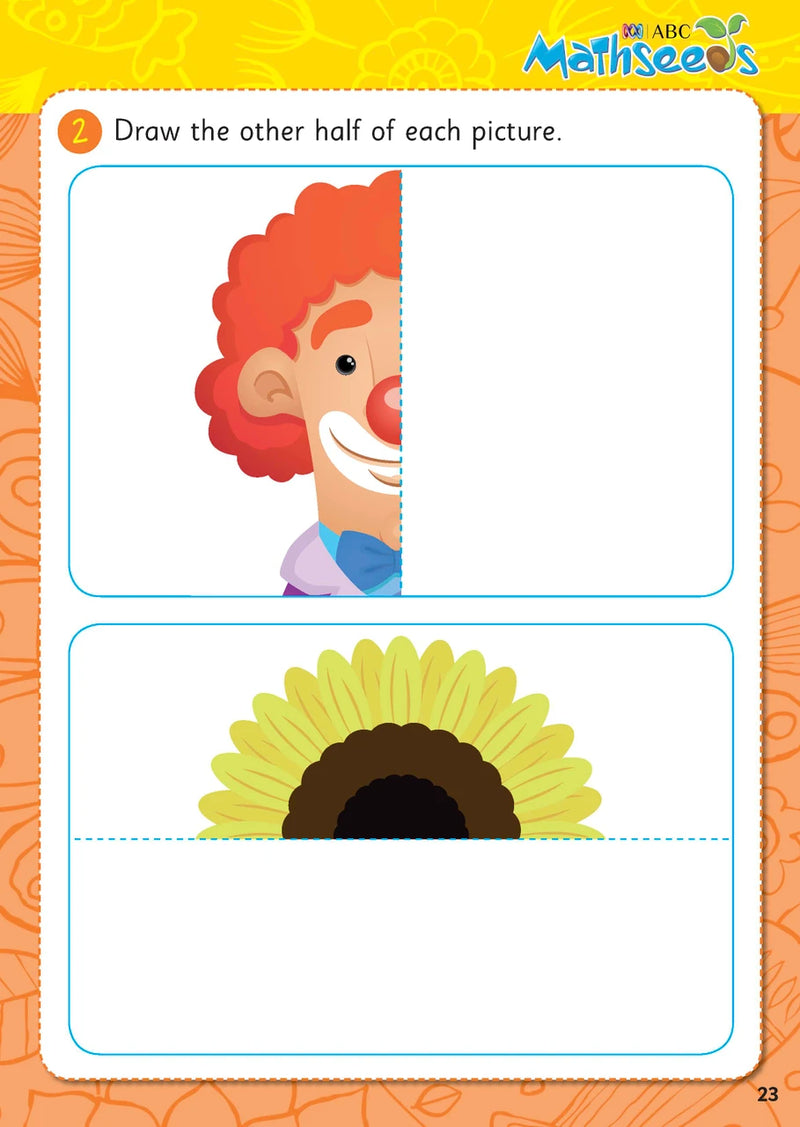 Sample page from ABC Mathseeds Activity Book 7 showing early maths activities for Level 2 Skill Building learners aged 4-6