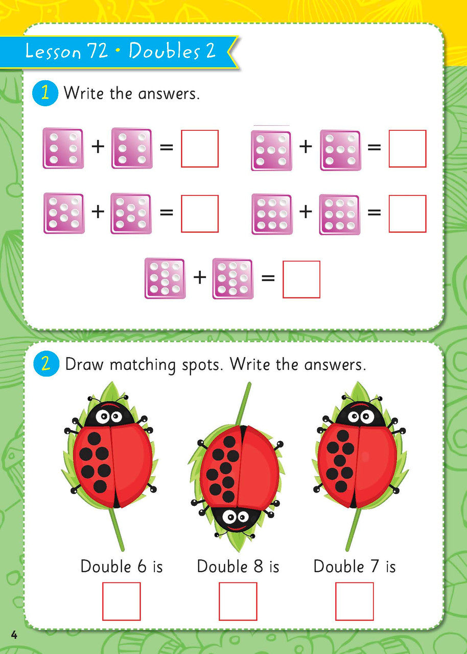 Sample page from ABC Mathseeds Activity Book 8 showing early maths activities for Level 2 Skill Building learners aged 4-6