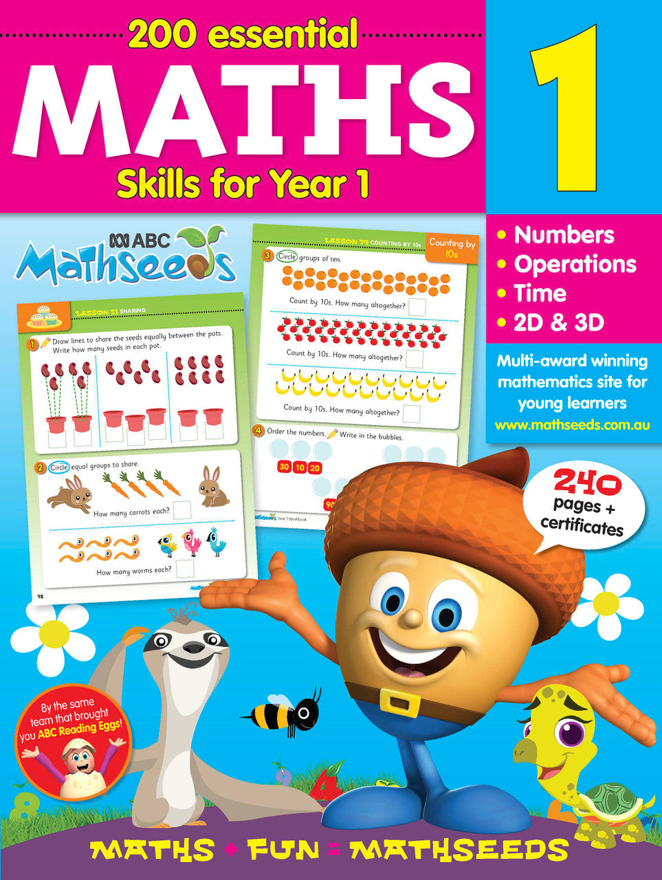 Front cover of the ABC Mathseeds Maths Skills Year 1 workbook, showing the series branding and title