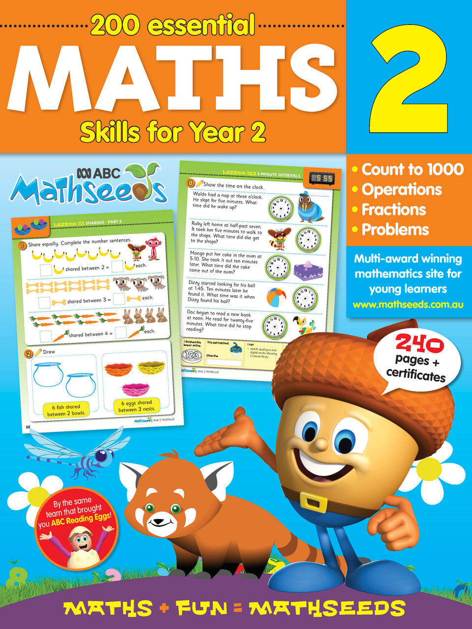 Front cover of the ABC Mathseeds Maths Skills Year 2 workbook, showing the series branding and title