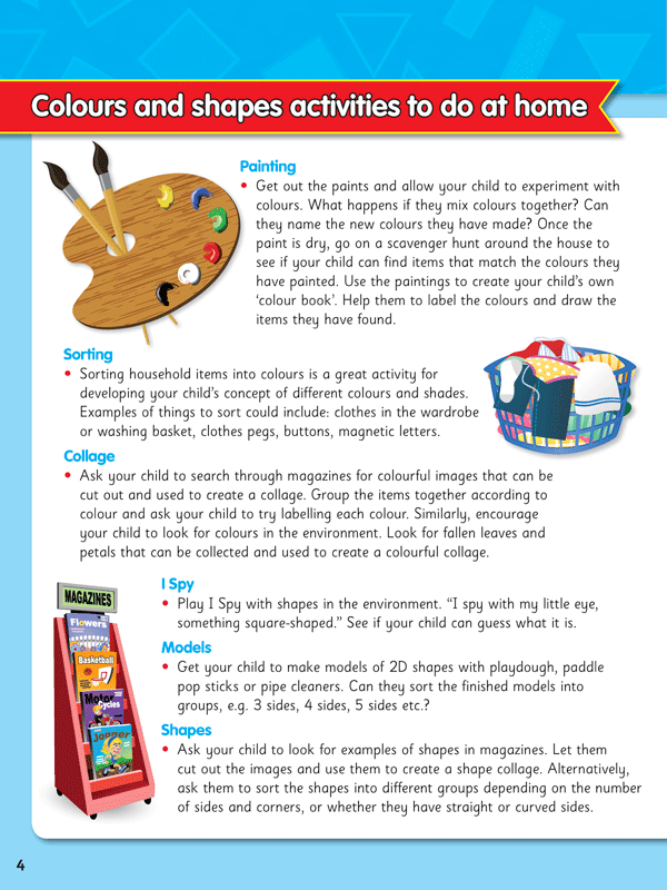 Sample page 4 from ABC Mathseeds My First Colours and Shapes showing an early maths activity for young learners