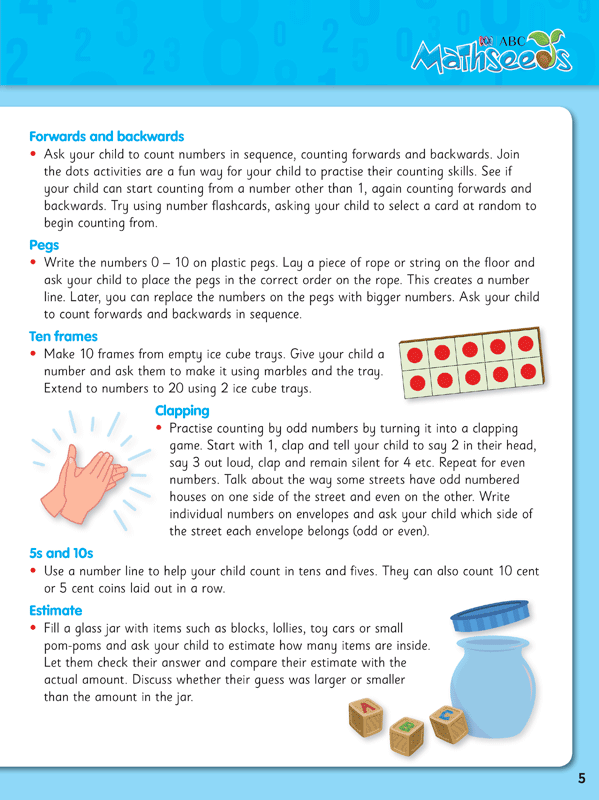 Sample page 5 from ABC Mathseeds My First Numbers showing an early maths activity for young learners