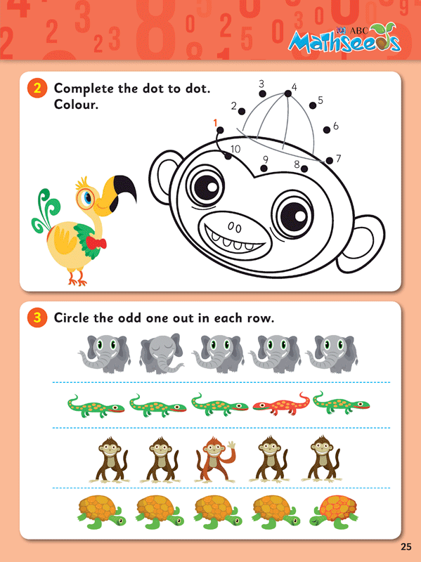 Sample page 25 from ABC Mathseeds My First Numbers showing an early maths activity for young learners