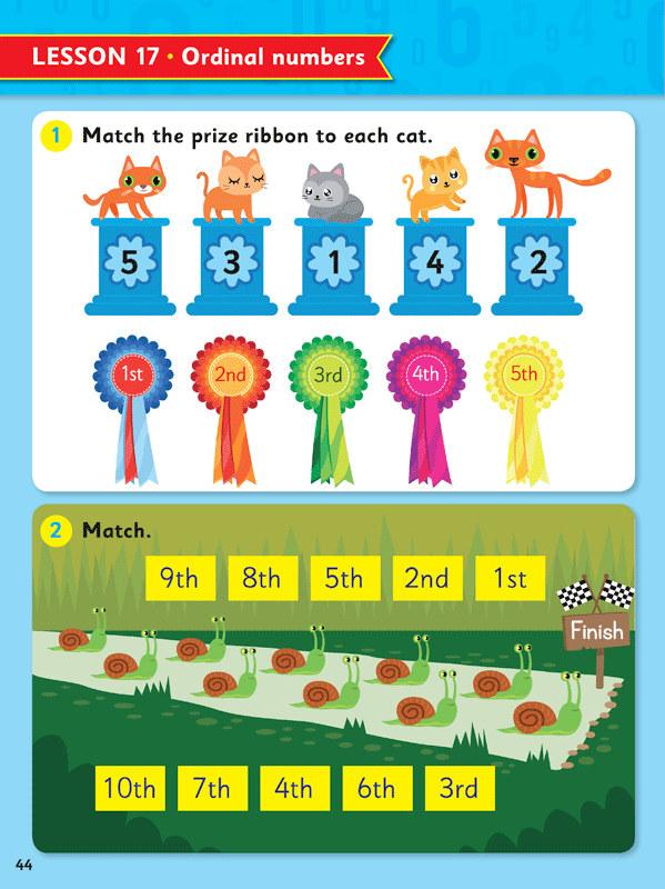 Sample page 44 from ABC Mathseeds My First Numbers showing an early maths activity for young learners