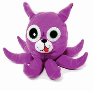 ABC Reading Eggs Octopuss plush hand puppet, the soft toy critter matched to the letter O, shown as a product photo