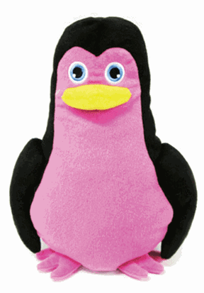 ABC Reading Eggs Pinkipoo plush hand puppet, the soft toy critter matched to the letter P, shown as a product photo