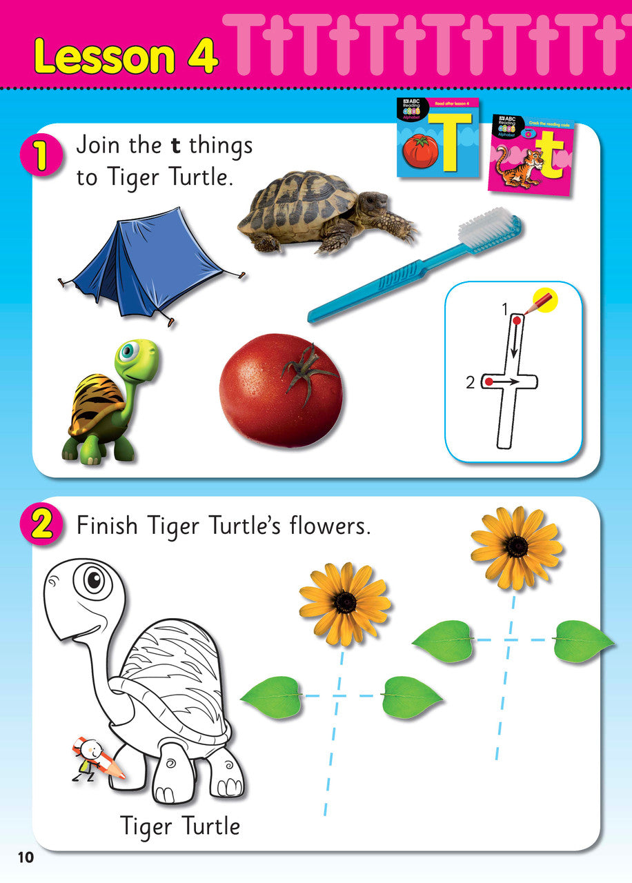 Third sample interior page from ABC Reading Eggs Starting Out Activity Book 1 with early reading and writing tasks