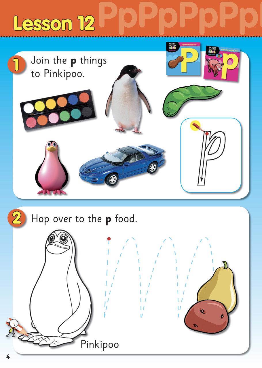 Second sample interior page from ABC Reading Eggs Starting Out Activity Book 2 with phonics and handwriting practice