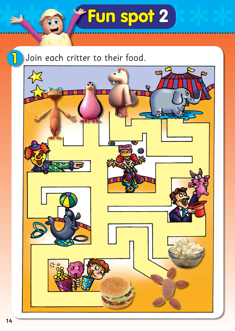 Third sample interior page from ABC Reading Eggs Starting Out Activity Book 2 with early reading and writing tasks