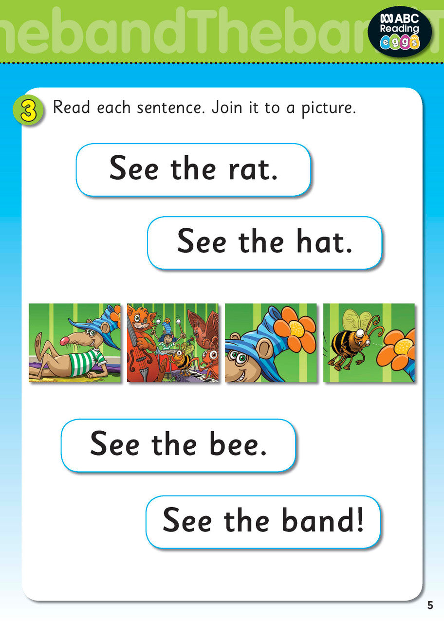 Second sample interior page from ABC Reading Eggs Starting Out Activity Book 3 with phonics and handwriting practice