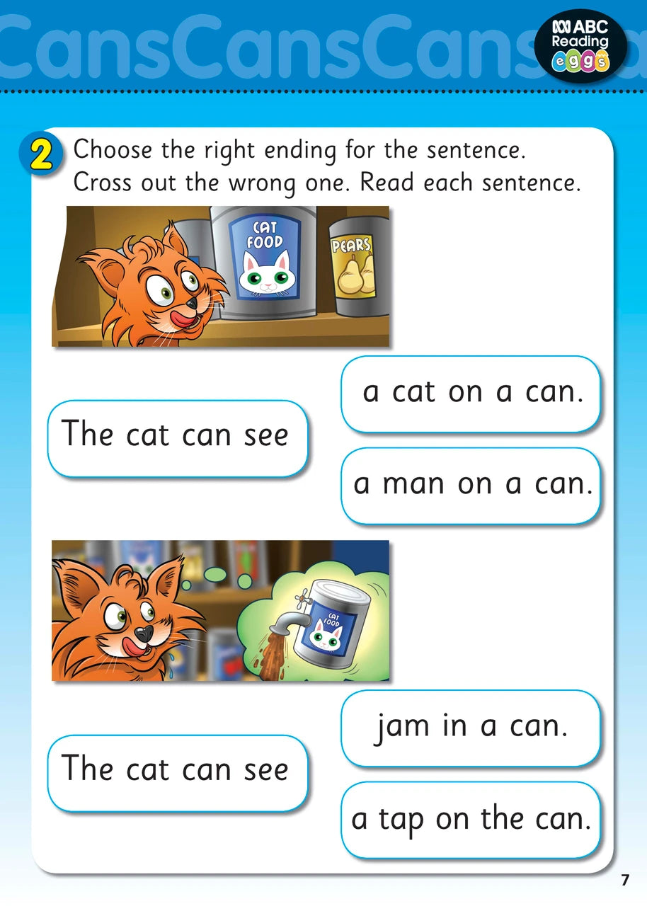 Second sample interior page from ABC Reading Eggs Starting Out Activity Book 4 with phonics and handwriting practice