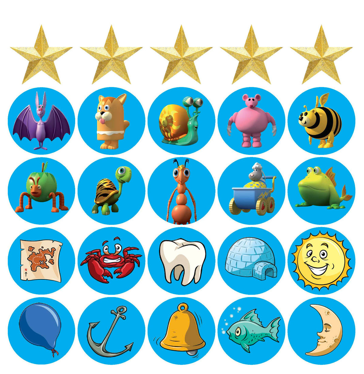 Second side of the sticker sheet included in ABC Reading Eggs Starting Out Book Pack 1 with further progress stickers