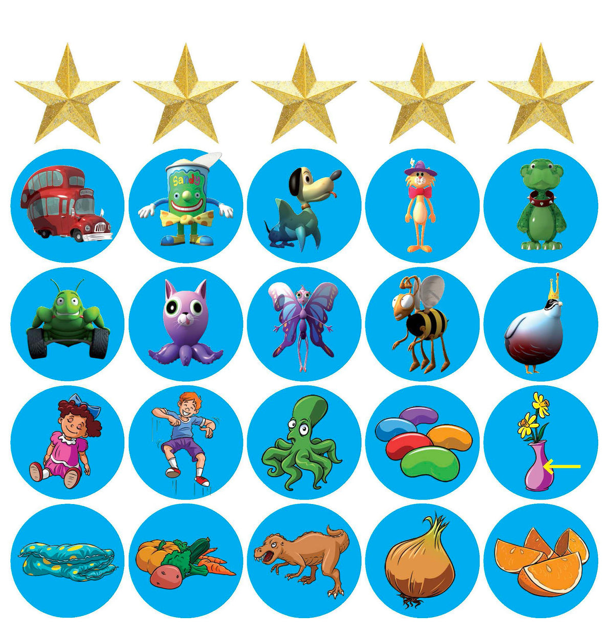 Second side of the sticker sheet included in ABC Reading Eggs Starting Out Book Pack 3 with further progress stickers