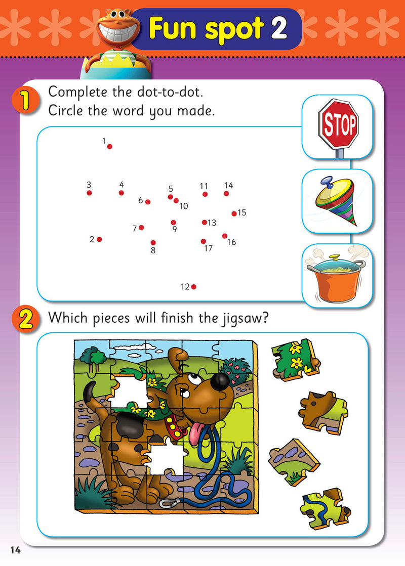 Sample interior page from Activity Book 6 where children match pictures to words and read short sentences