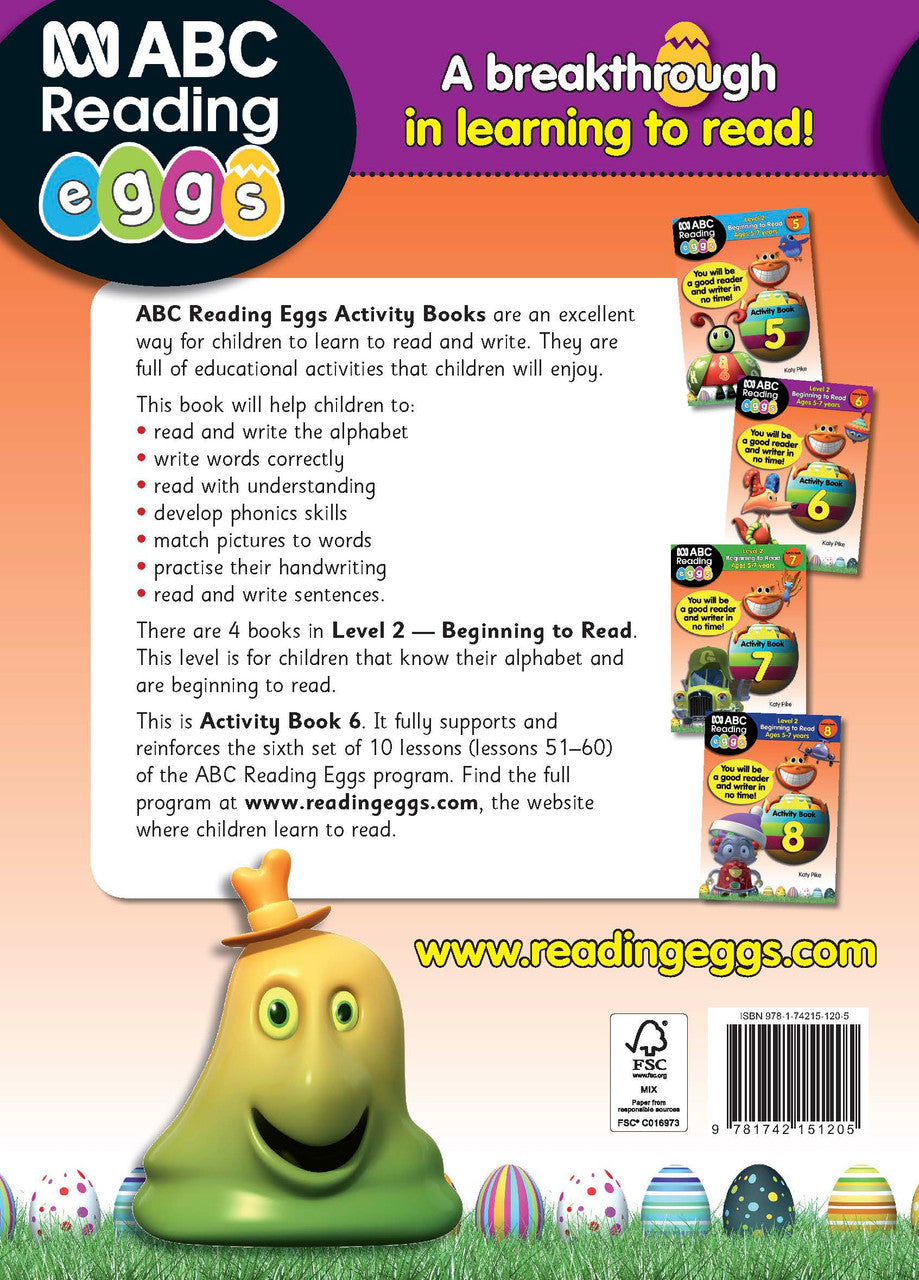 Further sample page from ABC Reading Eggs Activity Book 6 showing a colourful early reading activity