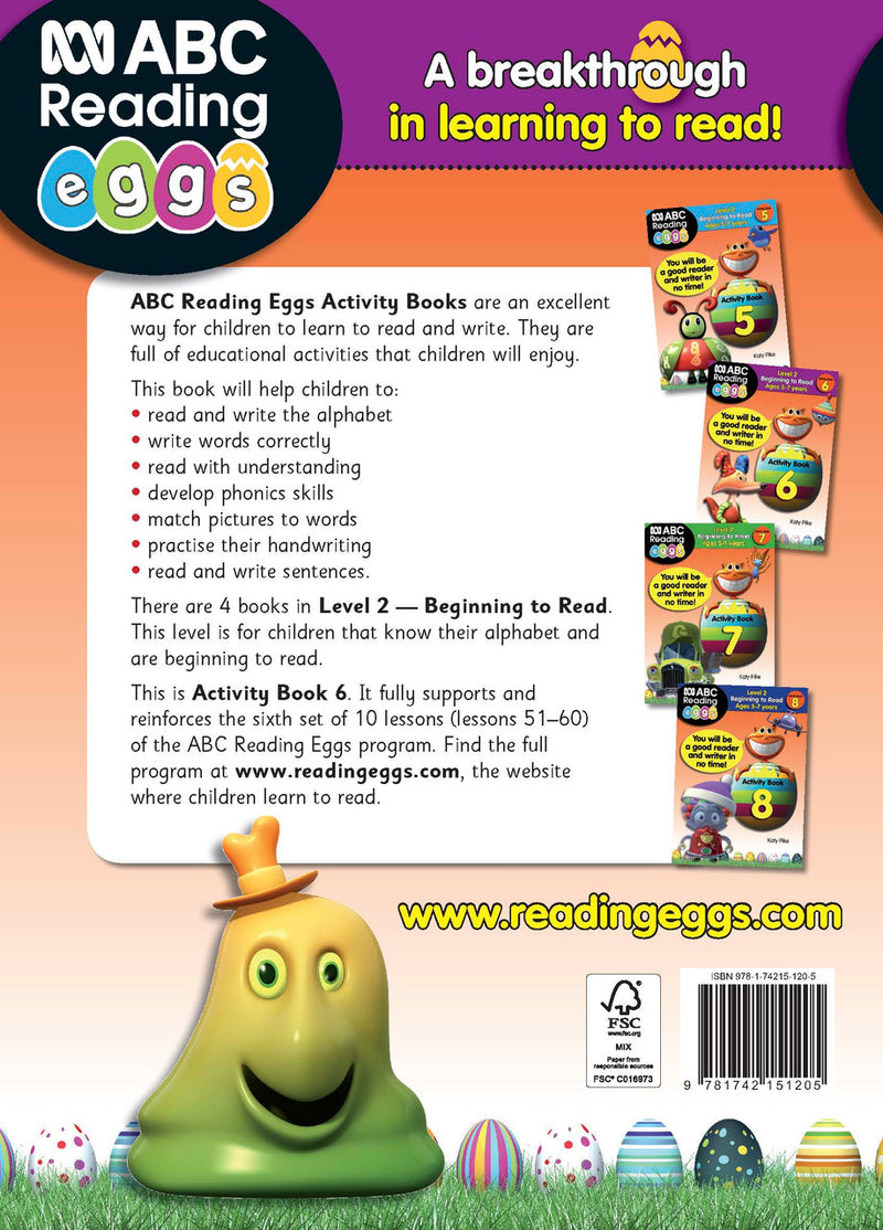 Further sample page from ABC Reading Eggs Activity Book 6 showing a colourful early reading activity