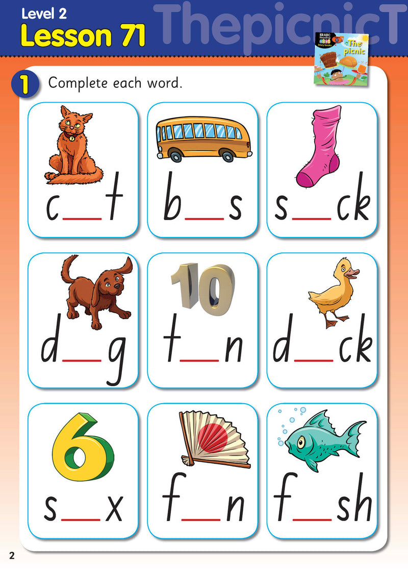 Sample interior page from Activity Book 8 with a reading and writing exercise and space for handwriting