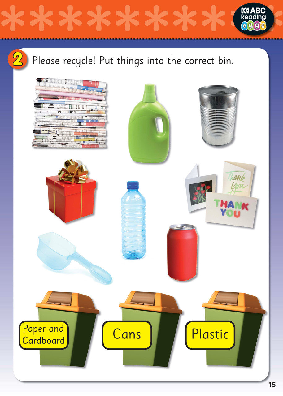 Sample interior page from Activity Book 8 where children match pictures to words and read short sentences