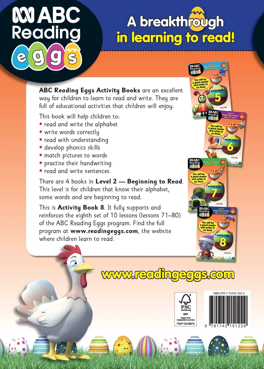 Further sample page from ABC Reading Eggs Activity Book 8 showing a colourful early reading activity