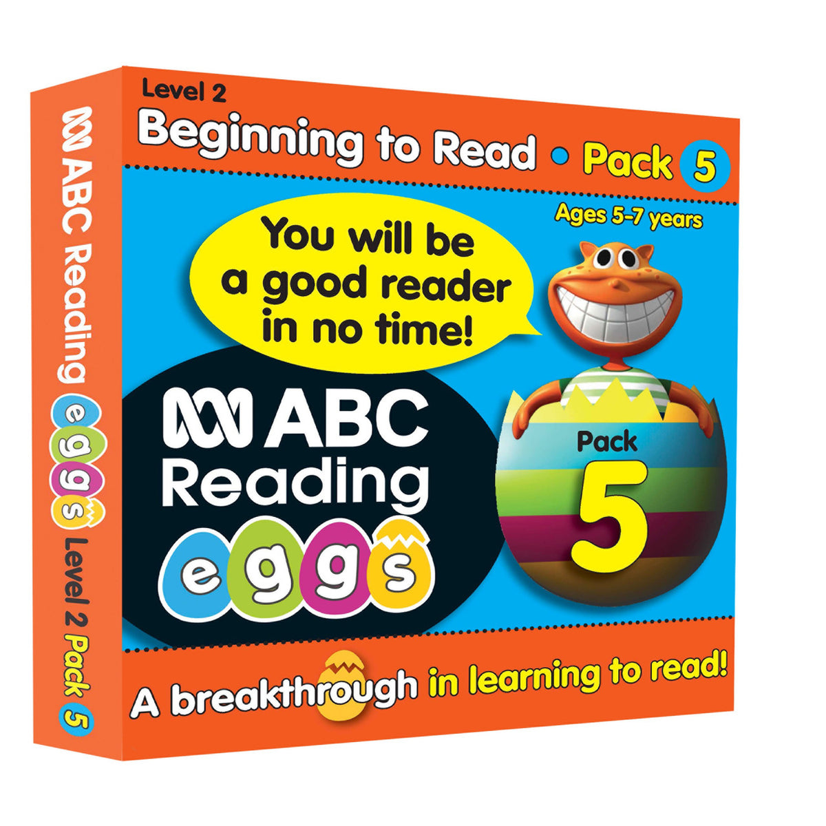 Pack contents image for ABC Reading Eggs Beginning to Read Book Pack 5 showing the readers, poster, sticker sheet and parent guide