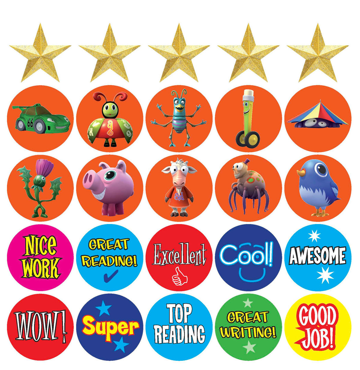 Second side of the sticker sheet included in ABC Reading Eggs Beginning to Read Book Pack 5 with further progress stickers