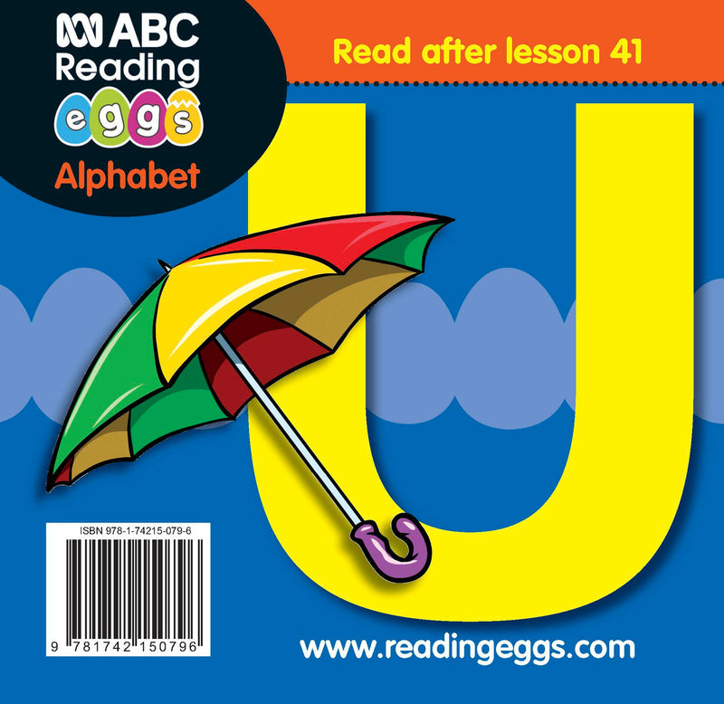 Back cover of the letter U reader from ABC Reading Eggs Beginning to Read Book Pack 5