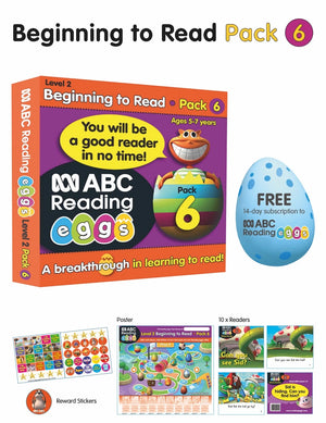 Front pack image for ABC Reading Eggs Beginning to Read Book Pack 6 showing the pack as presented by the publisher