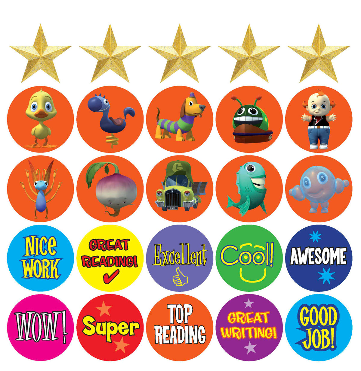 Second side of the Book Pack 7 sticker sheet with more critter stickers for marking reading progress