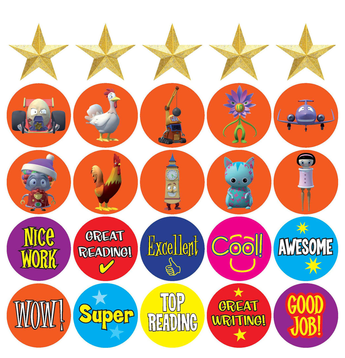 Second side of the Book Pack 8 sticker sheet with more critter stickers for marking reading progress
