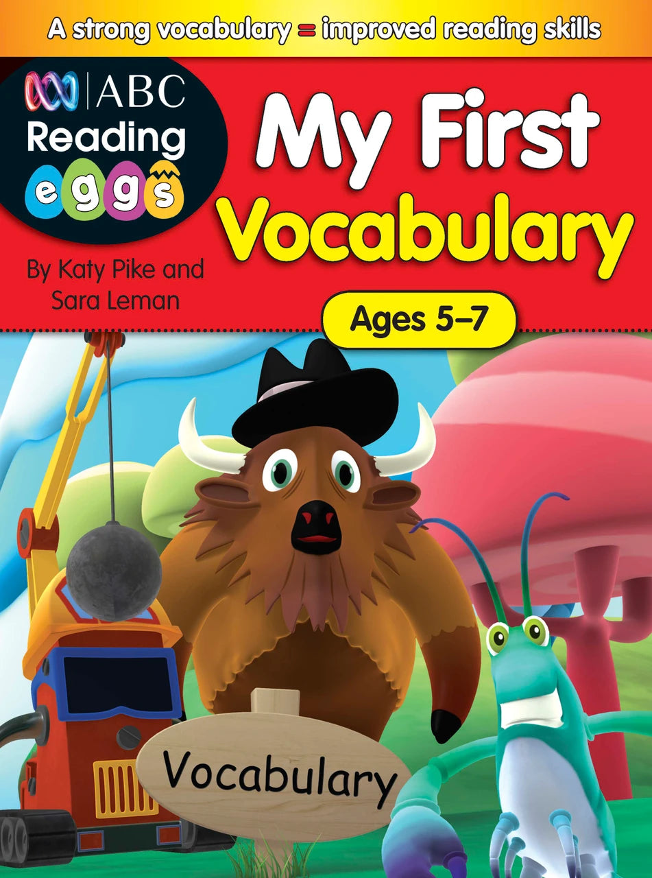 Front cover of the ABC Reading Eggs My First Vocabulary workbook by Katy Pike, part of the Reading Eggs My First series for ages 5-7