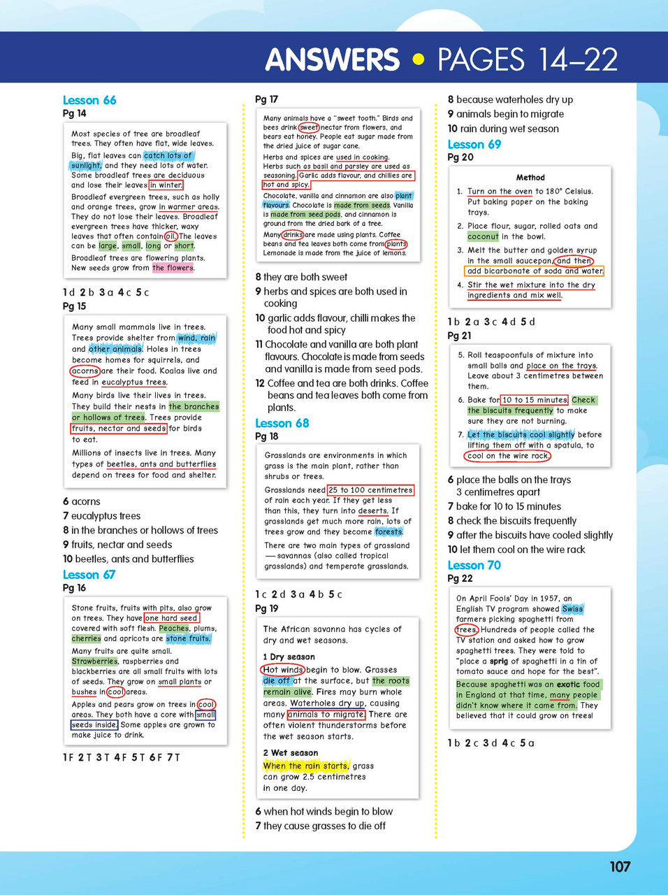 Sample interior page from the ABC Reading Eggspress Comprehension and Grammar Workbook Year 3, showing lesson activities and questions