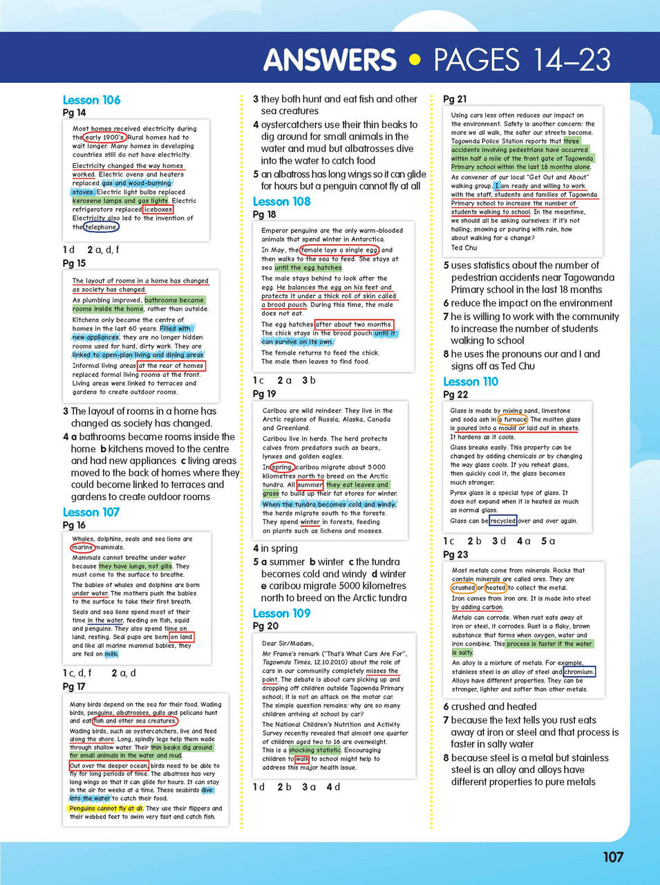 Sample interior page from the ABC Reading Eggspress Comprehension and Grammar Workbook Year 4, showing lesson activities and questions