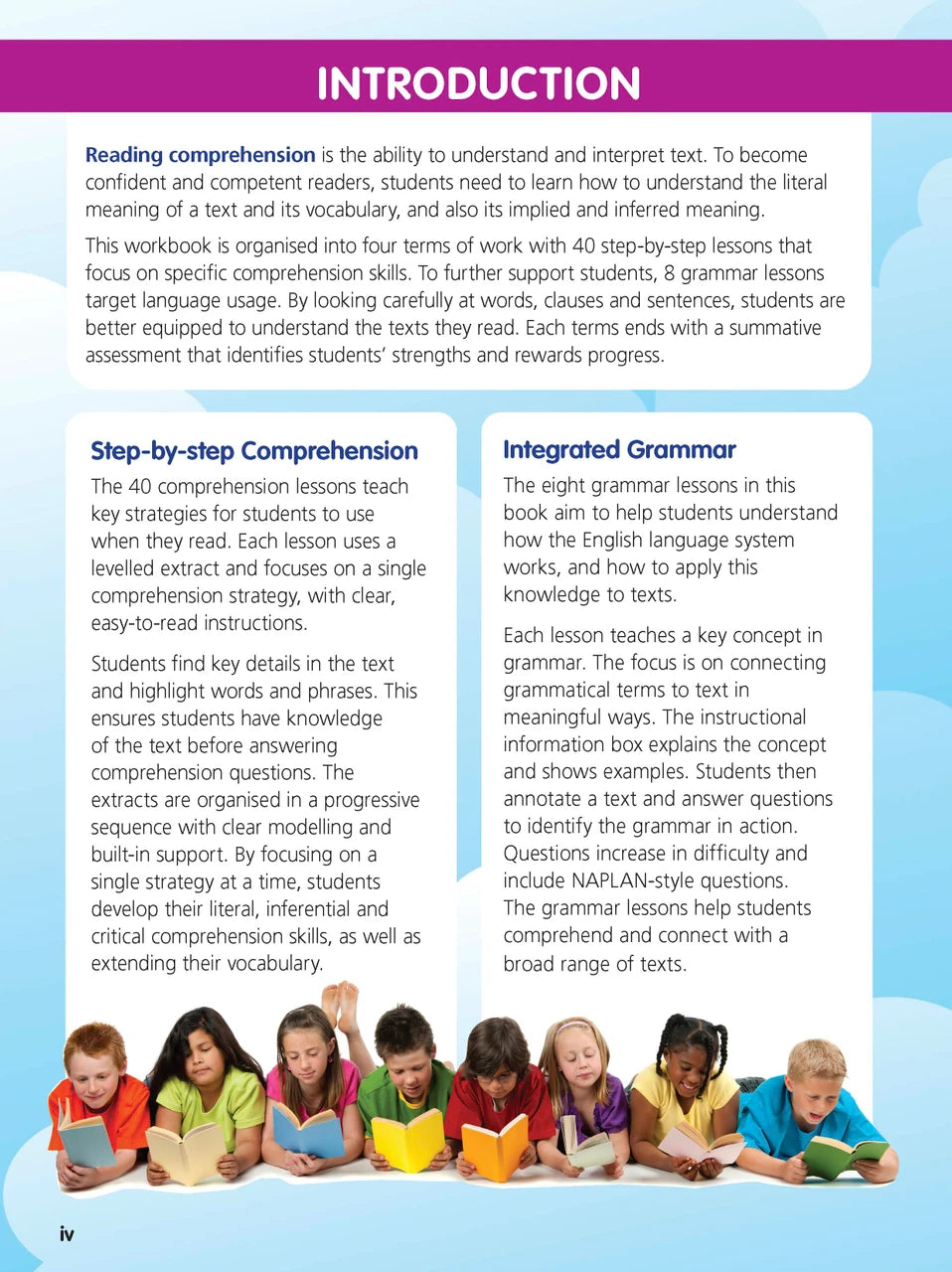 Sample interior page from the ABC Reading Eggspress Comprehension and Grammar Workbook Year 5, showing lesson activities and questions