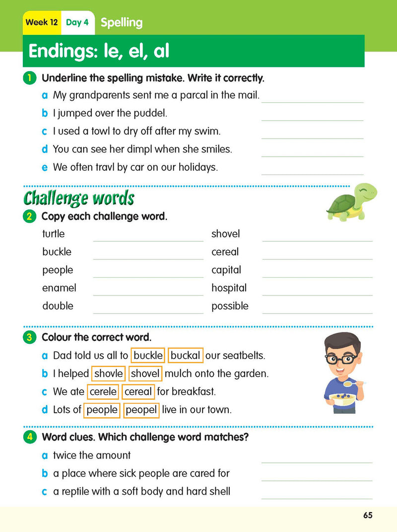 Interior activity page from the ABC Reading Eggspress Reading Skills Year 2 workbook, showing full-colour lesson activities