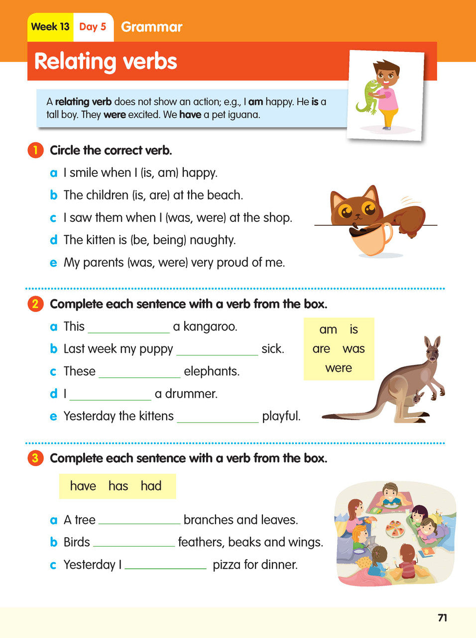 Example lesson worksheet from the ABC Reading Eggspress Reading Skills Year 2 workbook, showing full-colour lesson activities