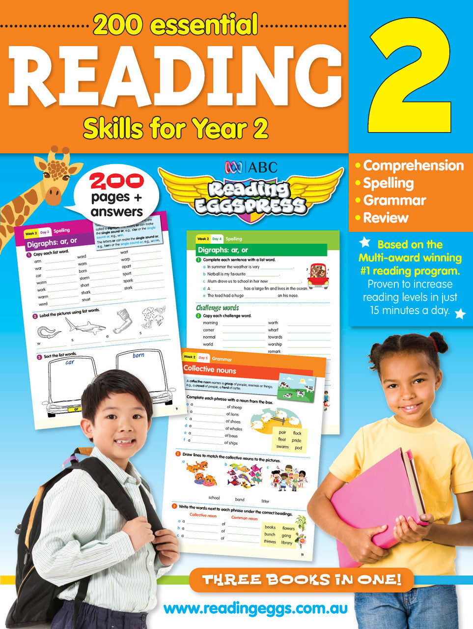 Front cover of the ABC Reading Eggspress Reading Skills Year 2 workbook, showing the series branding and title