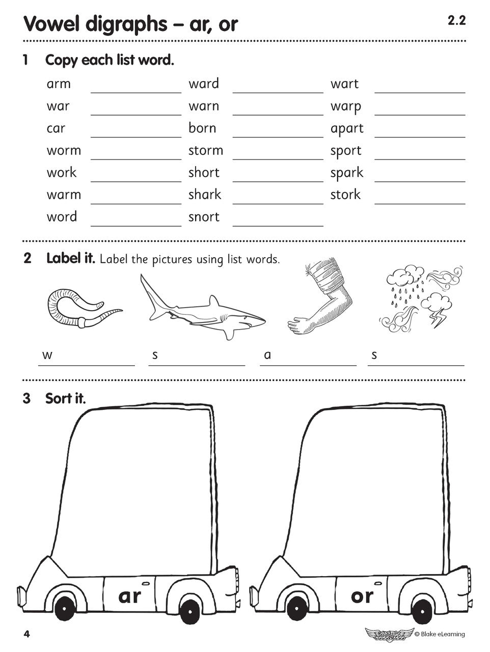 Sample interior page from the ABC Reading Eggspress Spelling Workbook Year 2, showing written spelling activities